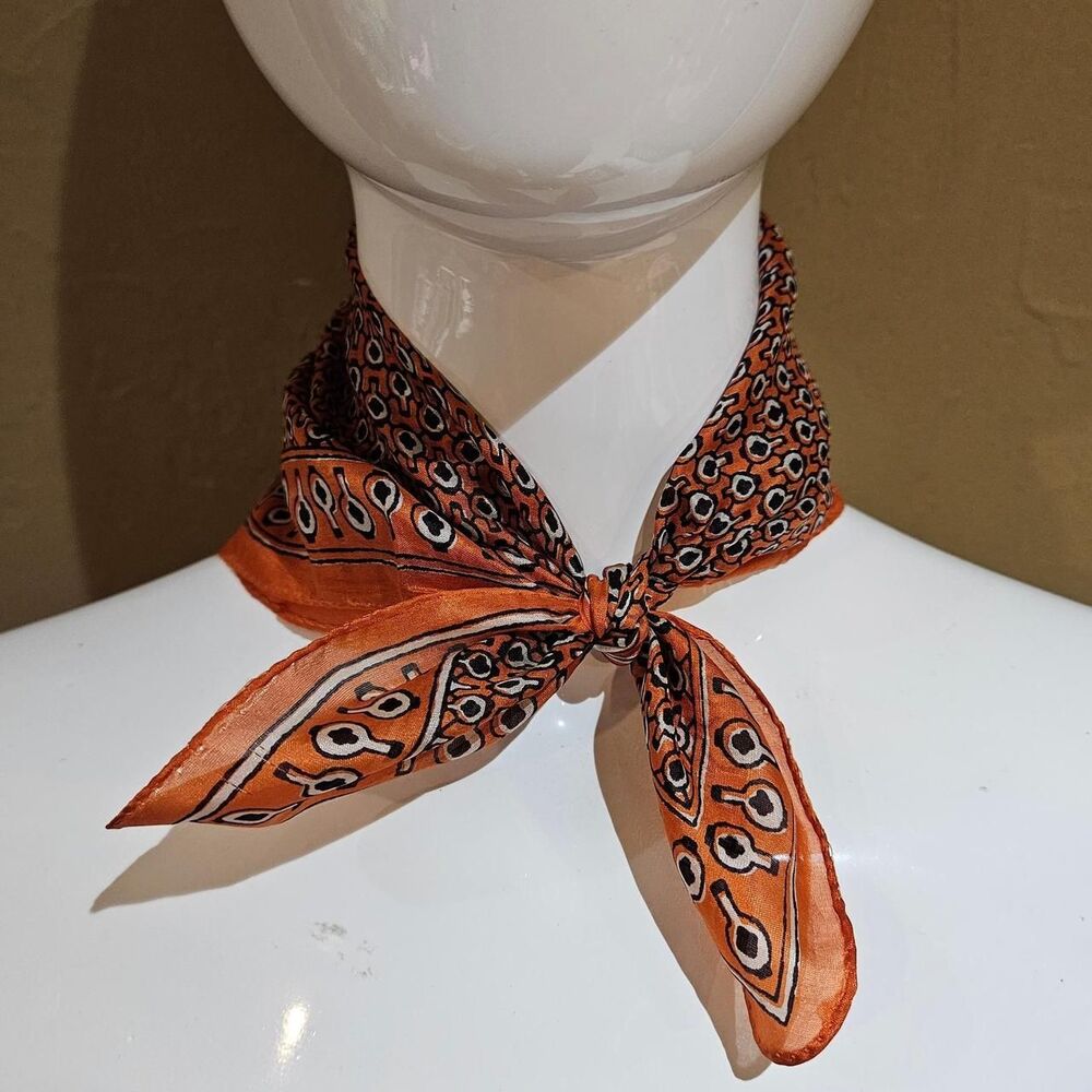 vintage boho twee orange silk square scarf